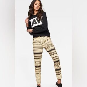 G-Star Elwood 5622 3D Mid Rise Zip Closure Patterned Boyfriend Denim Jeans 33